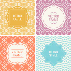 Set of vintage frames in Gold, Purple, Orange, Cyan