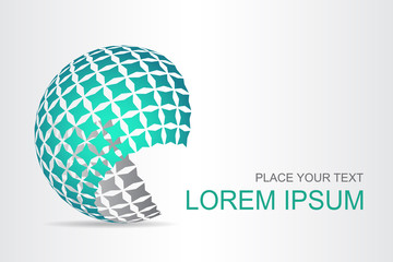 Logo stylized spherical surface with abstract shapes