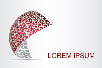 Logo stylized spherical surface with abstract shapes