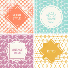 Set of vintage frames in Orange, Cyan, Purple, Gold