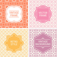 Set of vintage frames in Orange, Pink, Yellow, Purple
