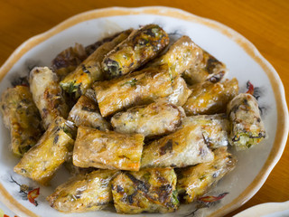 Spring roll in a plate