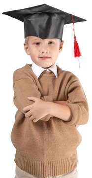 Closeup Of A Nerdy Boy With Mortarboard