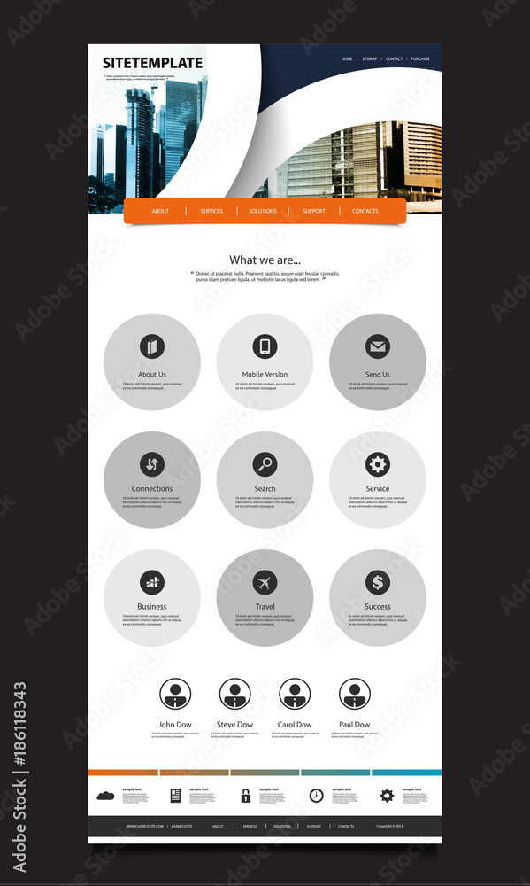 Wall mural one page website design for your business with skyscraper background
