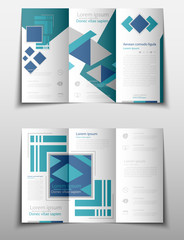 Leaflet cover presentation abstract geometric background, layout in A4 size Blue fold set technology annual report brochure flyer design template vector