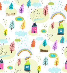 Background primitive design seamless landscape. Vector illustration. 