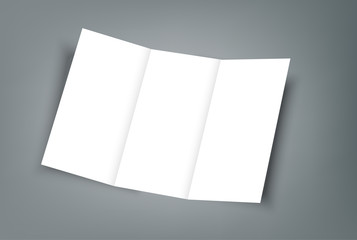 Blank tri fold brochure mock up portrait cover. Isolated