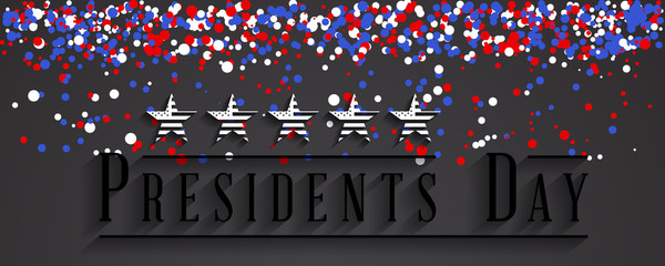 Presidents Day poster. Happy Presidents Day Background and symbols with USA flag. Vector illustration.