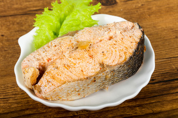 Steamed salmon
