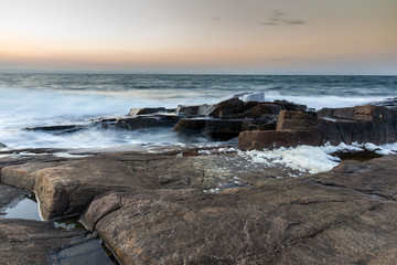 Amazing Sunset view of coastline of village of Chernomorets, Burgas Region, Bulgaria