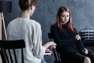 Girl with problem and counselor