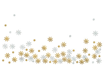 Gold and silver glitter flower paper cut on white background - isolated