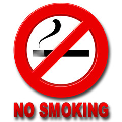 Stock Illustration - No Smoking Sign, Traffic sign style, 3D Illustration, Isolated against the White Background.