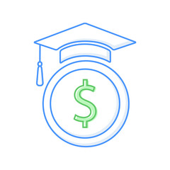 Business and finance education web icon. Outline icon in vector format. Smart business concept, investment courses