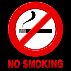 Stock Illustration - No Smoking Sign, Traffic sign style, 3D Illustration, Isolated against the Black Background.