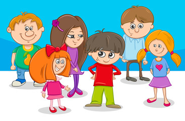 kid characters group cartoon illustration