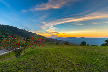 Fototapeta premium beautiful Sunset and View Point at Chiangrai Thailand