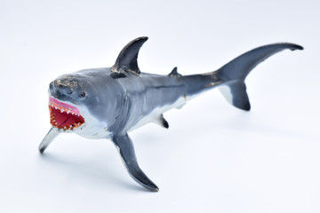 Great White Shark Toy on Seamless White Background