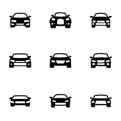 Set of black icons isolated on white background, on theme Car