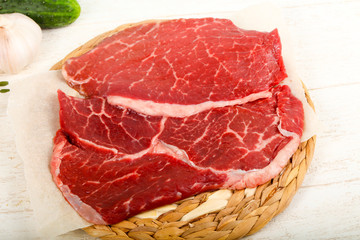 Raw beef steak