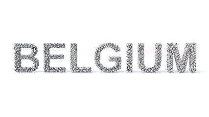3D illustration of  Belgium Text laid out with soccer balls.