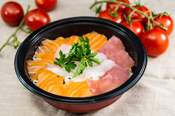 japanese food Mix Sashimi Chirashi Rice Bowl