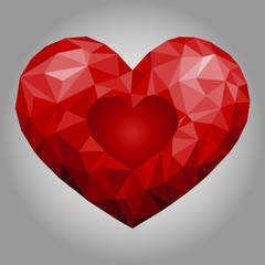 Naklejka na ściany i meble Low poly heart. Vector Illustration. Abstract polygonal heart. Love symbol. Romantic background for Valentines day. 