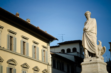 Dante Alighieri statue, author of The Divine Comedy - Stock Imag