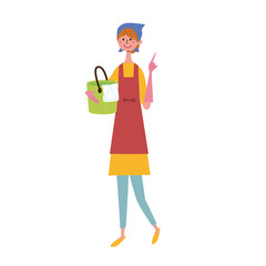 バケツを持つ　そうじ　女性　イラスト
