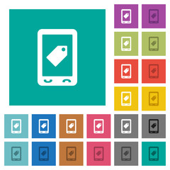 Mobile label square flat multi colored icons