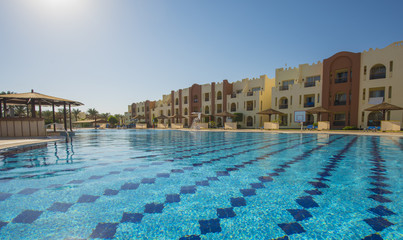 Swimming pool in a luxury tropical hotel resort