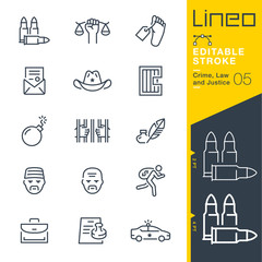 Lineo Editable Stroke - Crime, Law and Justice line icons