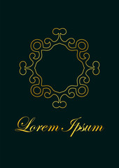 Retro ornamental logo. Flourished ornate emblem. Luxury elegant ornament. Vintage element. Template for design. Vector illustration