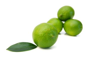 Fresh limes Isolated on white