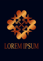 Vintage ornamental emblem. Luxury elegant ornament. Flourished logo. Element for brochures. Template for design. Vector illustration