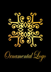 Vintage ornamental emblem. Luxury elegant ornament. Flourished logo. Element for brochures. Template for design. Vector illustration