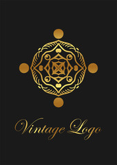 Retro ornamental logo. Flourished ornate emblem. Luxury elegant ornament. Vintage element. Template for design. Vector illustration