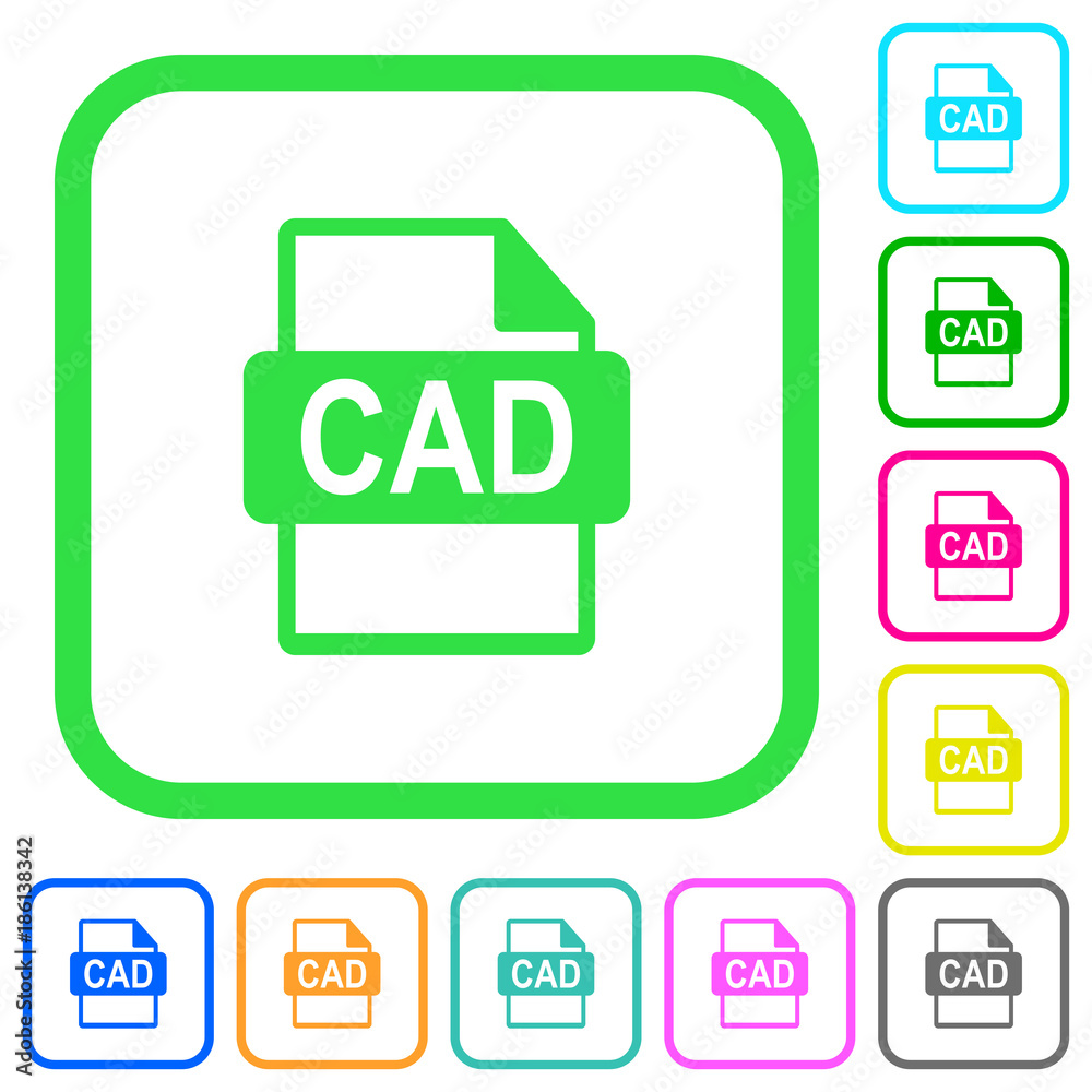 Canvas Prints CAD file format vivid colored flat icons