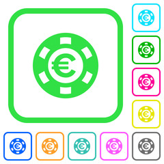 Euro casino chip vivid colored flat icons