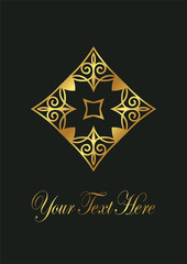 Vintage ornamental emblem. Luxury elegant ornament. Flourished logo. Element for brochures. Template for design. Vector illustration