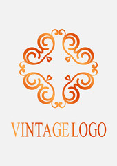 Vintage ornamental emblem. Luxury elegant ornament. Flourished logo. Element for brochures. Template for design. Vector illustration
