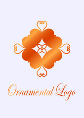 Vintage ornamental emblem. Luxury elegant ornament. Flourished logo. Element for brochures. Template for design. Vector illustration