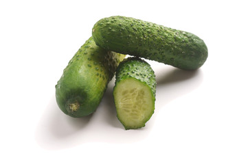 Cucumbers on a white background