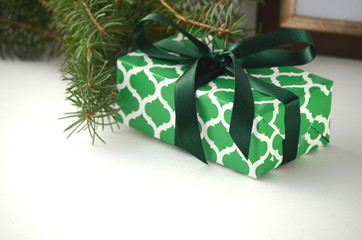 Beautifully wrapped Christmas present - holiday celebrations and gift giving.
