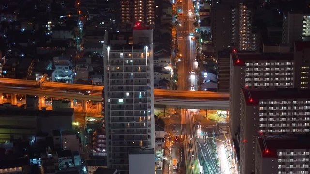 Traffic intersection in Osaka, Japan at night