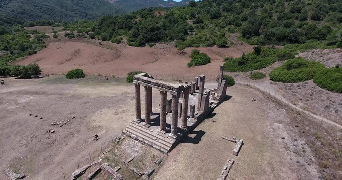 SARDINIA, ITALY  &ndash; JULY 2016 : Aerial shot of Temple of Antas on a beautiful day with amazing landscape in view