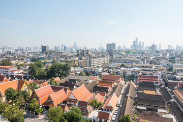 Fototapeta na wymiar View of Bangkok from the Golden Mount at Wat Saket