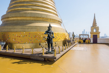 Golden mountain (phu khao thong), an ancient pagoda at Wat Saket temple in Bangkok, Thailand. © fortsite