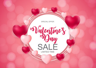 Valentines Day Sale, Discount Card. Vector Illustration