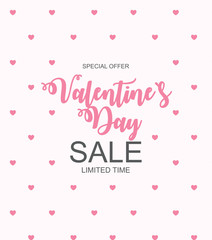 Fototapeta na wymiar Valentines Day Sale, Discount Card. Vector Illustration